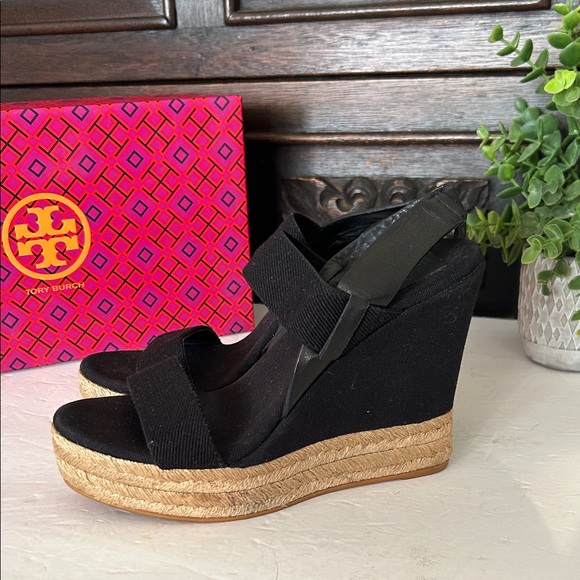 Tory Burch Black Espadrille Wedges - Picture 3 of 15